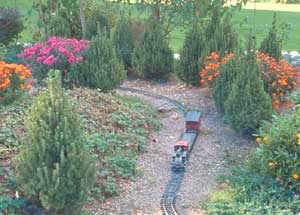 A model train adds whimsy, and a way for the toy-inclined to relate to the garden. 
