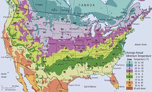 The 1990 USDA zone map