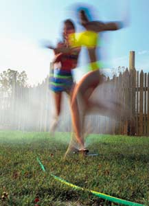 Where lawns and gardens need extra water only occasionally, portable sprinklers are the answer. Besides, they're fun!